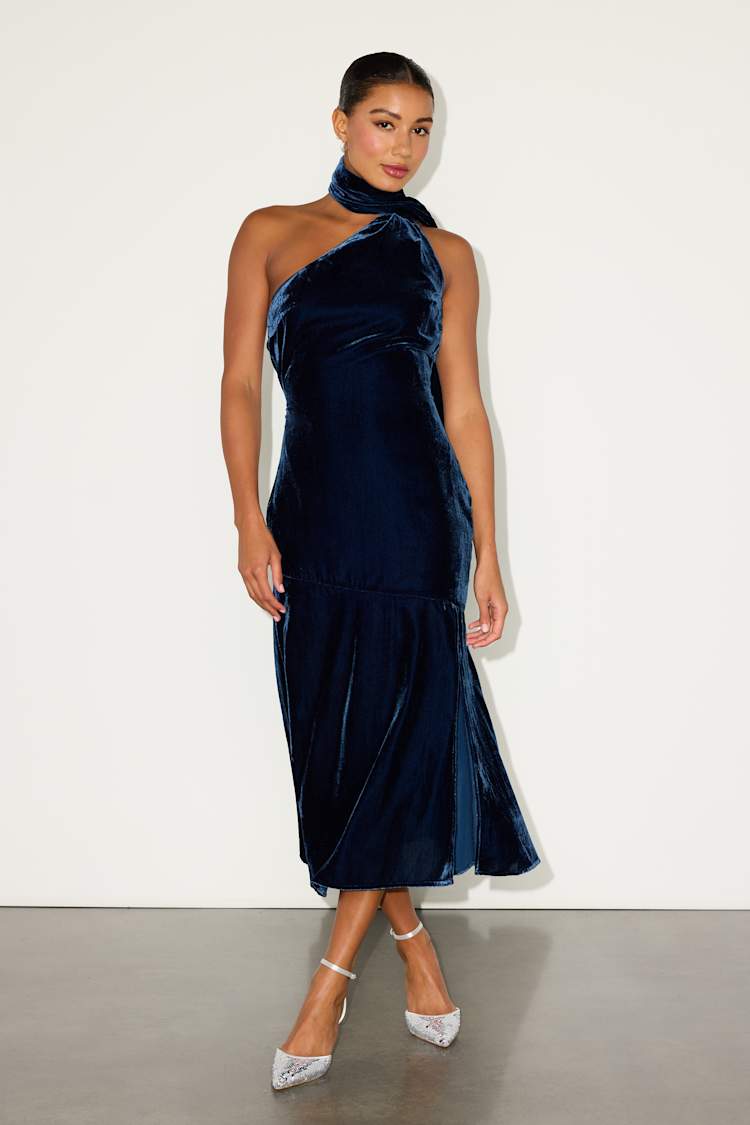 knee length dresses for ladies Velvet Off Shoulder Midi Dress