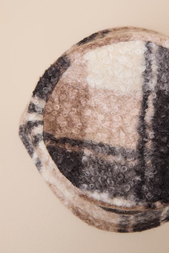 Harten Brown and Black Plaid Teddy Bucket Hat - thumbnail 5