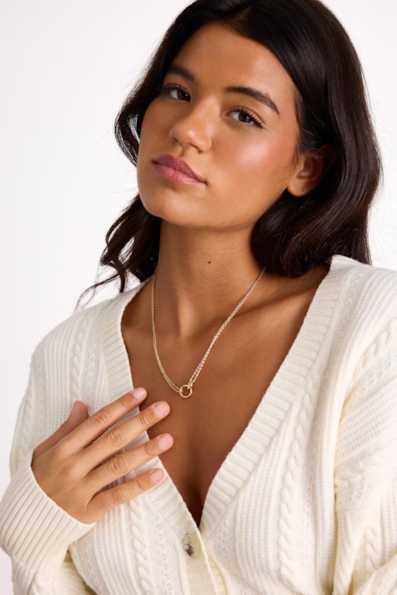 Siempre 14KT Gold Interlocking Charm Necklace - thumbnail 3