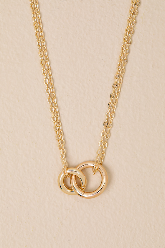 Siempre 14KT Gold Interlocking Charm Necklace - thumbnail 4