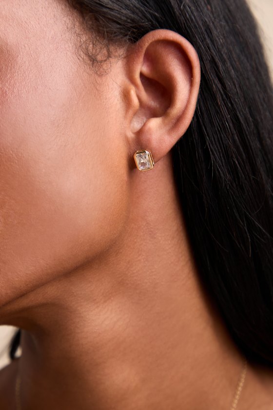 Amalyn 14KT Gold Rhinestone Stud Earrings