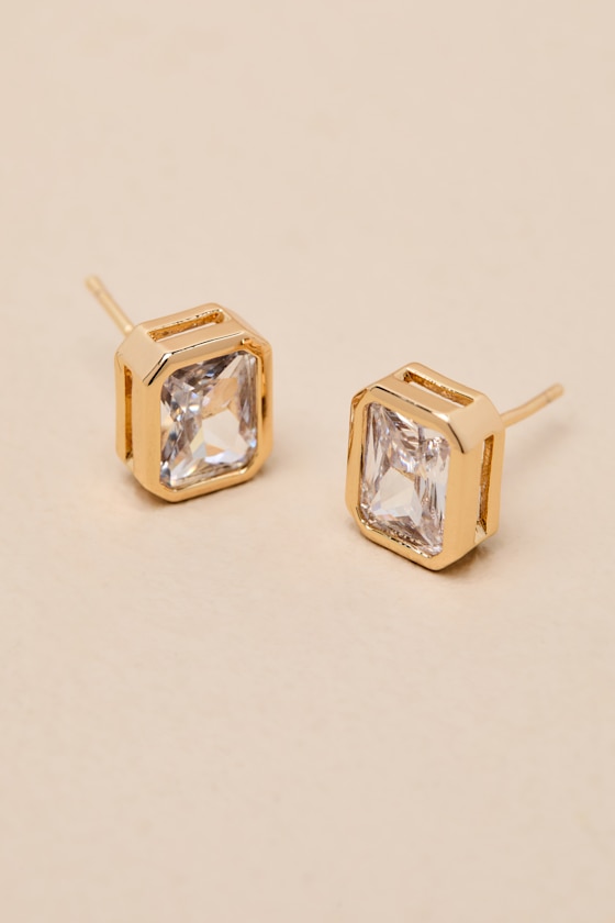 Amalyn 14KT Gold Rhinestone Stud Earrings 5