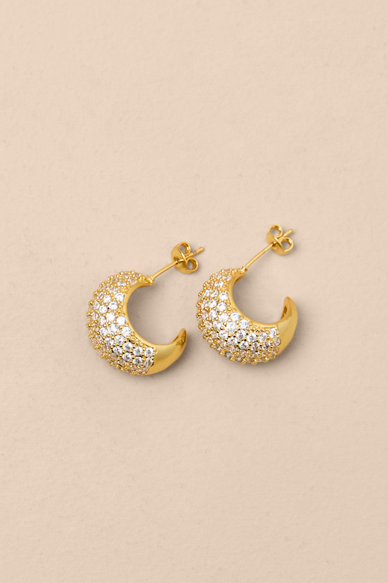 Percy 14KT Gold Rhinestone Hoop Earrings