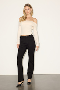 Esmine Black Ponte Low-Rise Trouser Pants 1