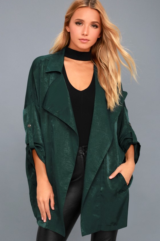 High-Spirited Forest Green Satin Jacket