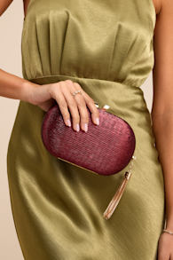 Sansone Wine Red Textured Clutch 1