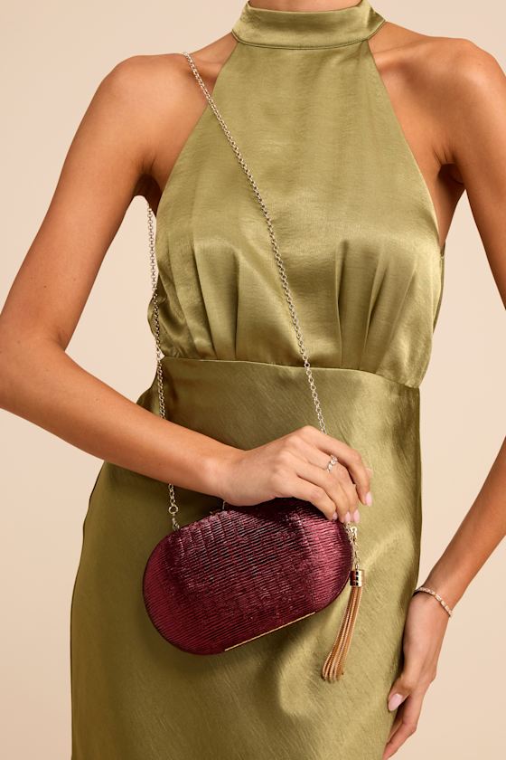 Sansone Wine Red Textured Clutch 3