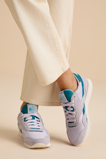 Classic Nylon Digital Gleam and Retro Teal Suede Sneakers 1