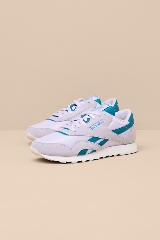 Classic Nylon Digital Gleam and Retro Teal Suede Sneakers 1