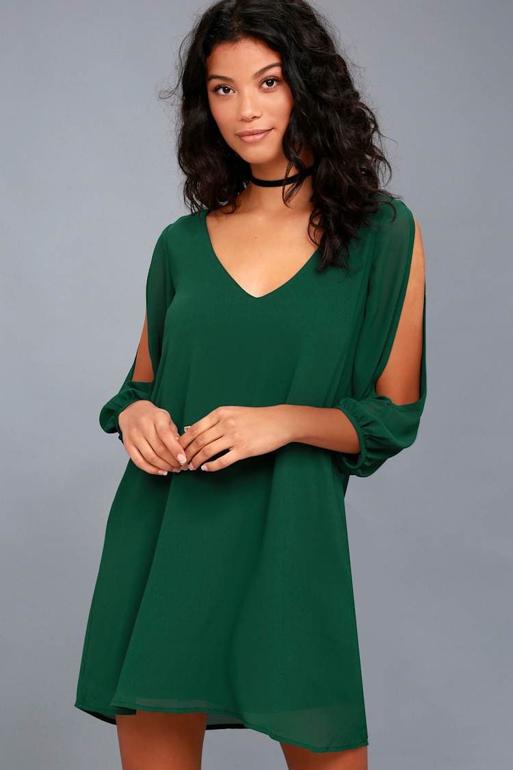 Shifting Dears Forest Green Long Sleeve Dress