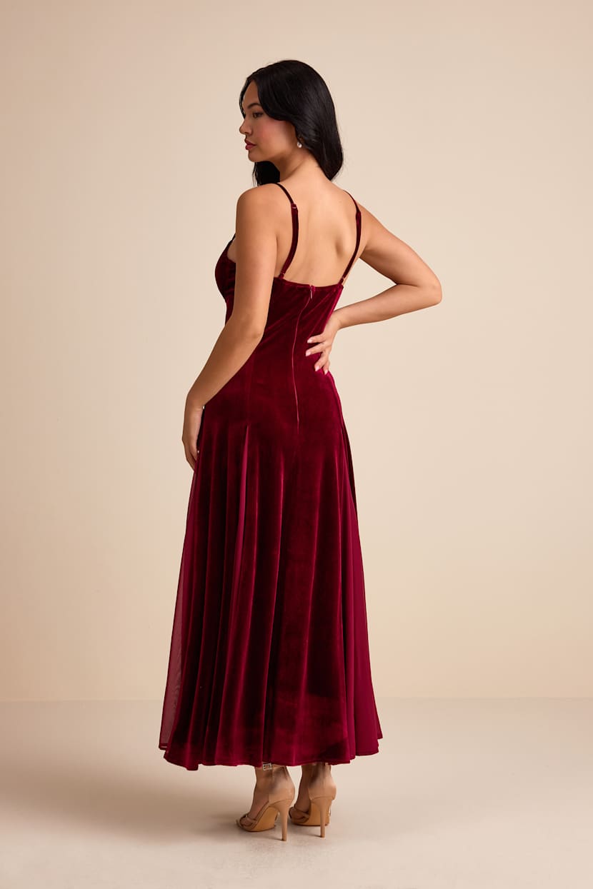 open lace back dress Clmence black velvet-panel pleated midi dress