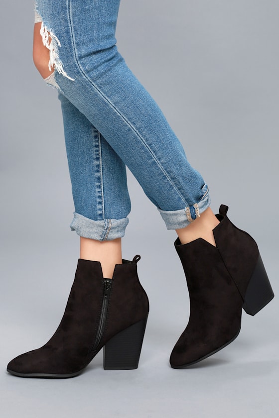 Kennedy Black Suede Ankle Booties 1