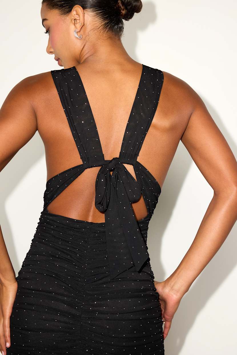 leann black rhinestone mini dress LeAnne Mini Dress - Black