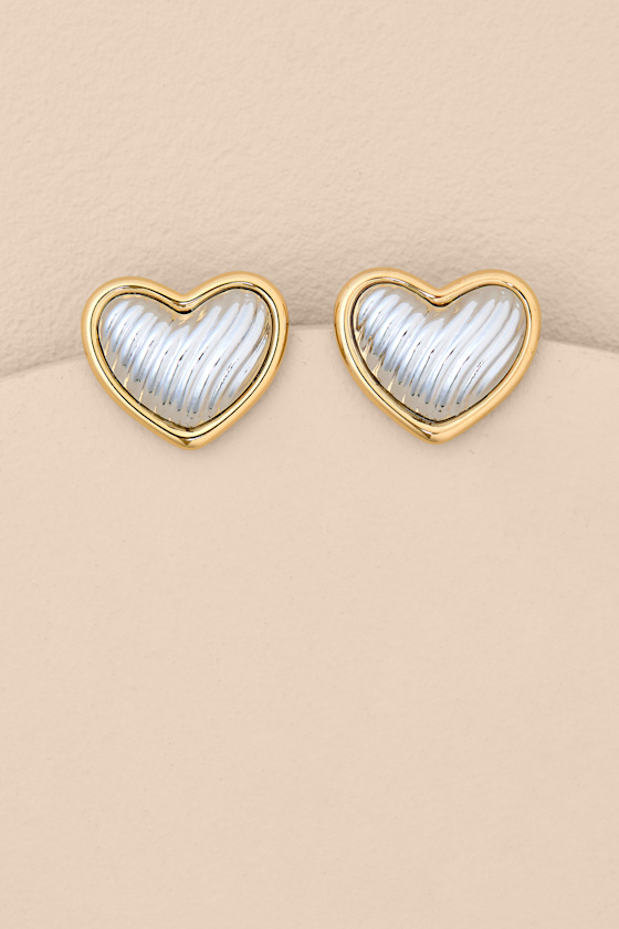 Lule Gold and Silver Heart Stud Earrings 5