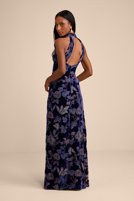 Navy Floral Maxi Dress - Halter Maxi Dress - Halter Maxi Dress - Lulus