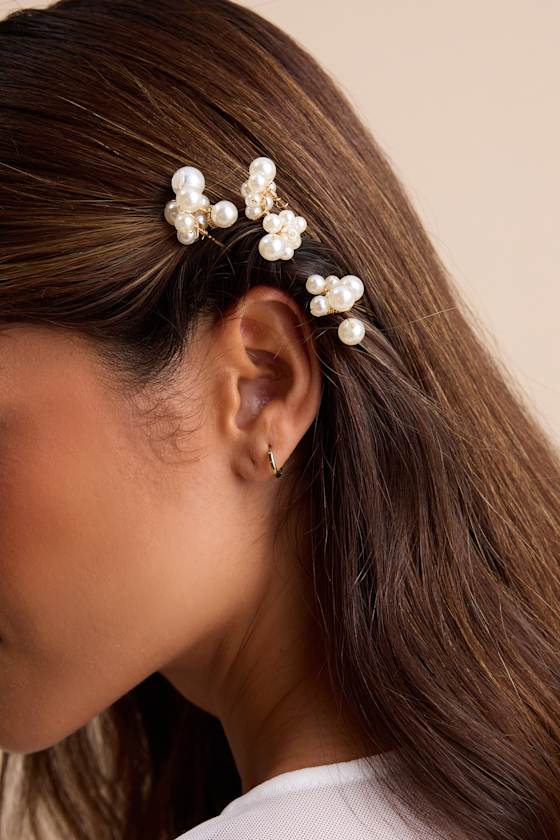 Tarna White Pearl Hair Pin Set - thumbnail 3