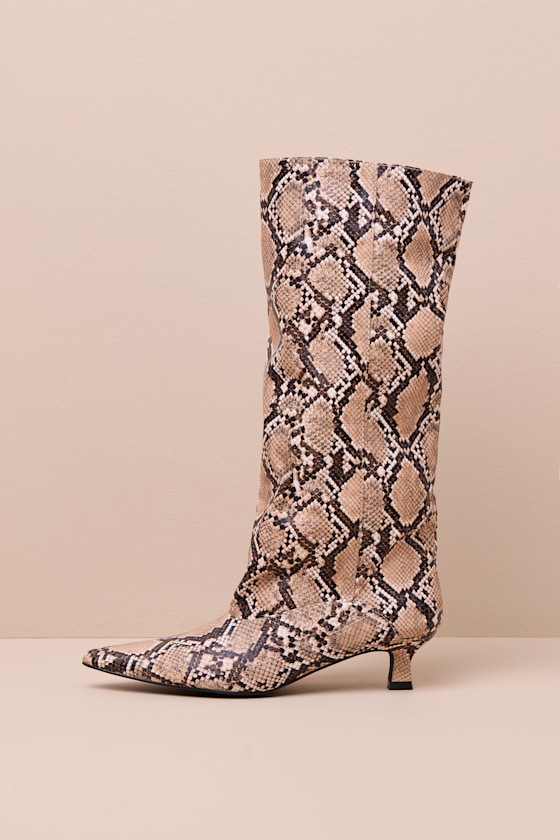 Alexandria Snake Knee-High Kitten Heel Boots 2