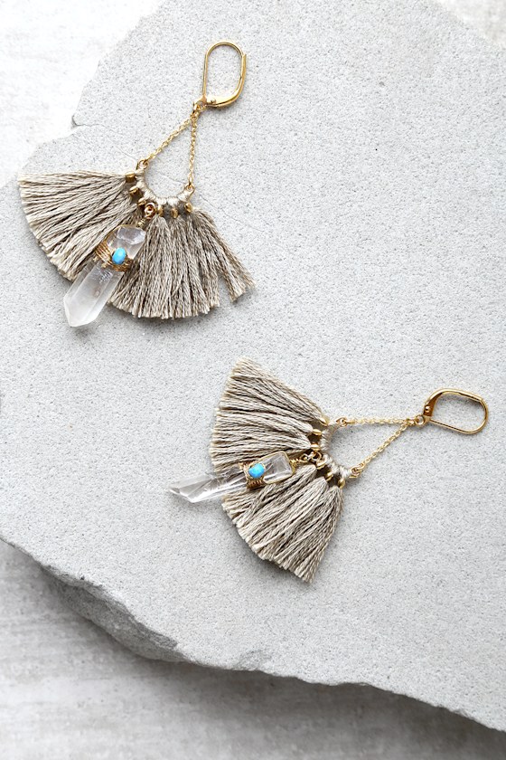 Tamara Taupe Tassel Earrings 1