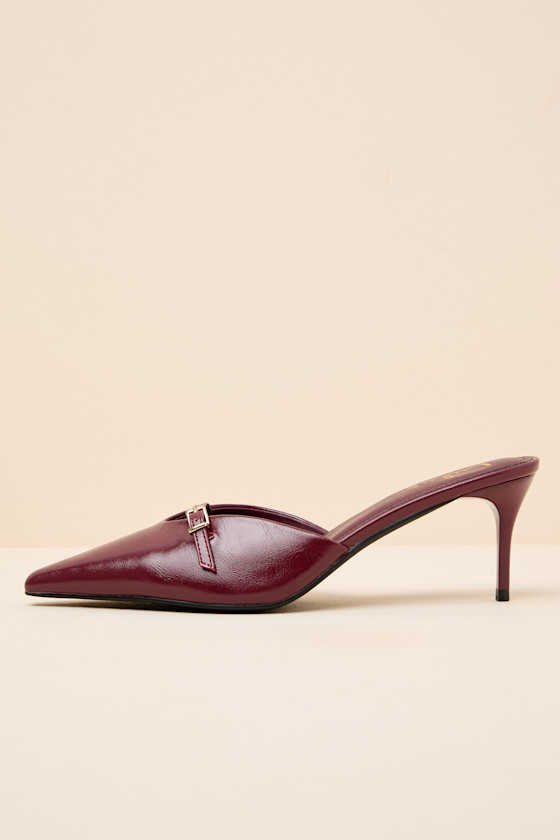 Austine Wine Red Pointed-Toe Mule Pumps 1