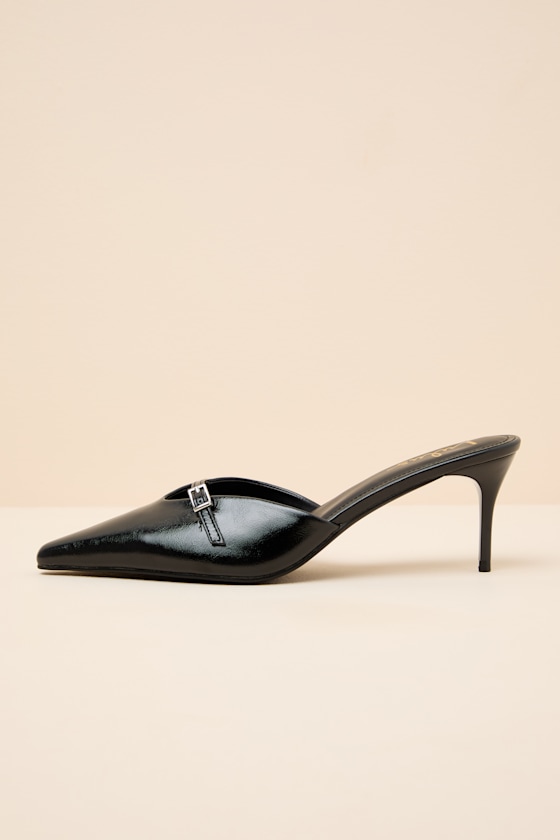 Austine Black Pointed-Toe Mule Pumps 1