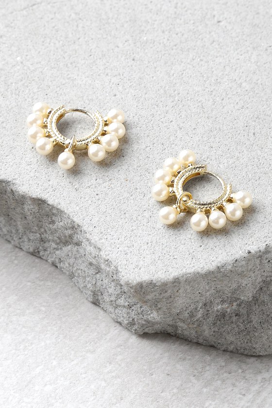 Loren Gold and Pearl Hoop Earrings