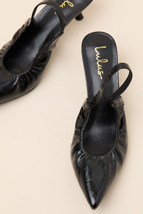Corbett Black Ruched Slingback Pointed-Toe Pumps 1