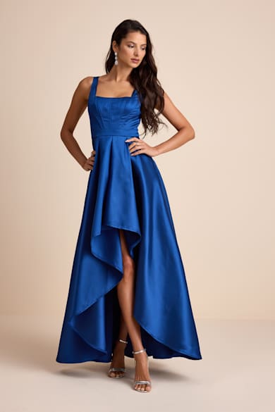 navy blue dress for baby girl Wedtrend Women Burgundy Prom Dress A-Line High-Low Formal Dress with Sequins, Burgundy / XL main image 0