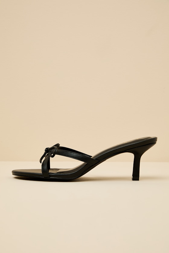 Zeta Black Bow Strappy High Heel Sandals 1