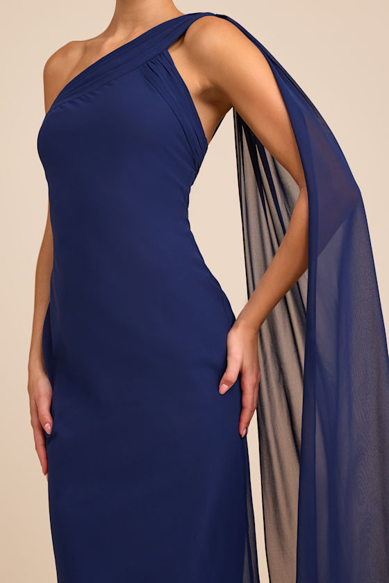 Carmenza Navy One-Shoulder Maxi Dress 2