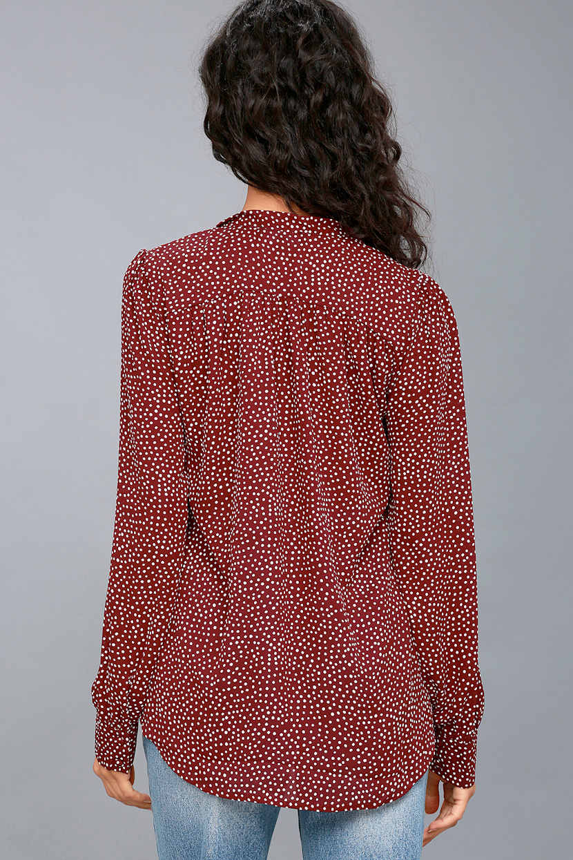 burgundy polka dot dress shirt Celena Maxi Dress | Burgundy Burnout | Womens