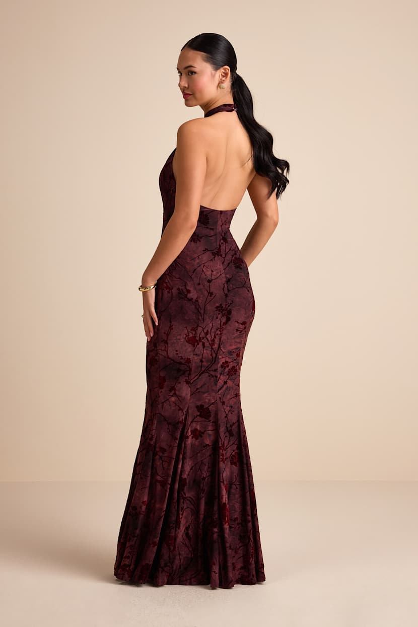 Burgundy Abstract Dress - Mermaid Maxi Dress - Burnout Dress - Lulus Burgundy Abstract Dress - Mermaid Maxi Dress - Burnout Dress - Lulus