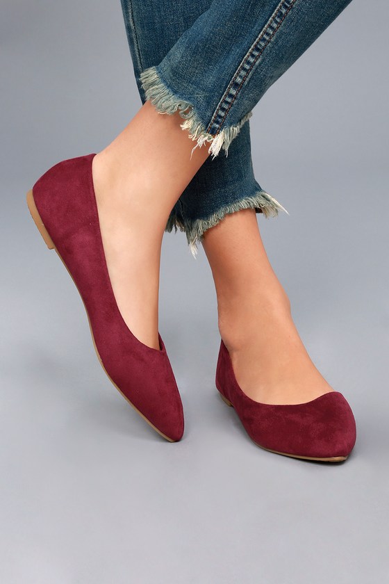 Chic Burgundy Flats - Suede Flats 
