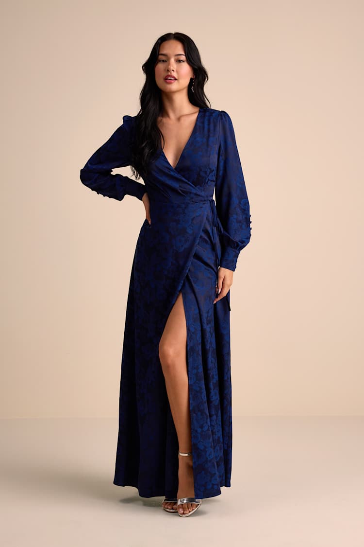 knee length dresses for ladies Long Open Sleeve Satin Formal Mother of the Bride Dress – The Dress Outlet