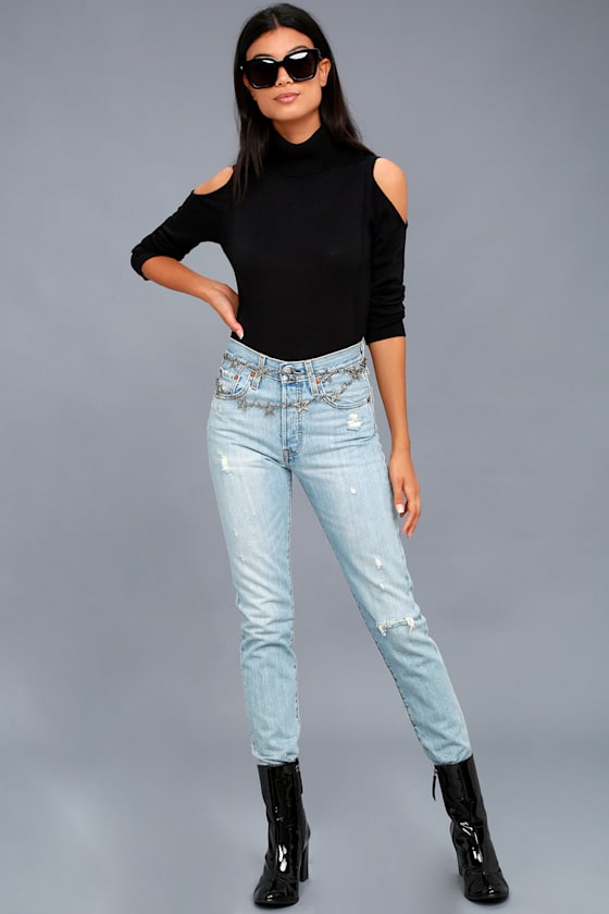 Nicky Black Cold-Shoulder Sweater Top 2