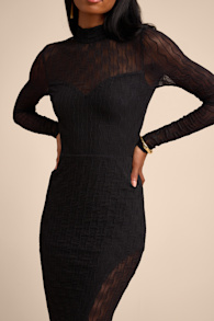 Callaway Black Textured Mock Neck Maxi Dress 3