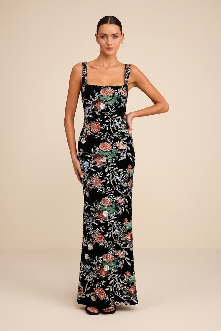 black floral velvet dress Lulus | Multi Sequin Maxi | Womens | Medium (Available in XS, S, L) Mini dress