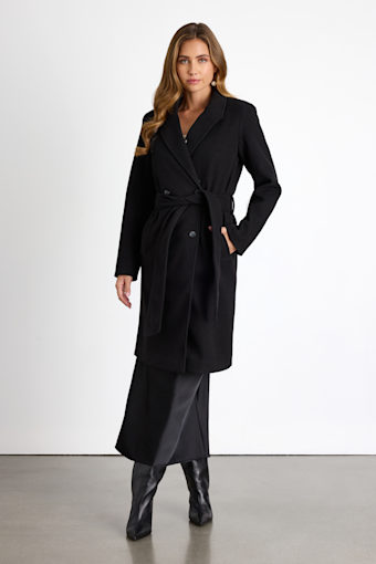 Cantrell Black Double-Breasted Faux Fur Coat 6