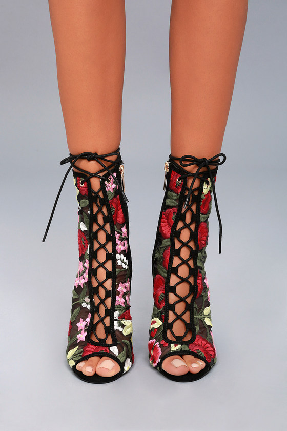 lace up mesh booties