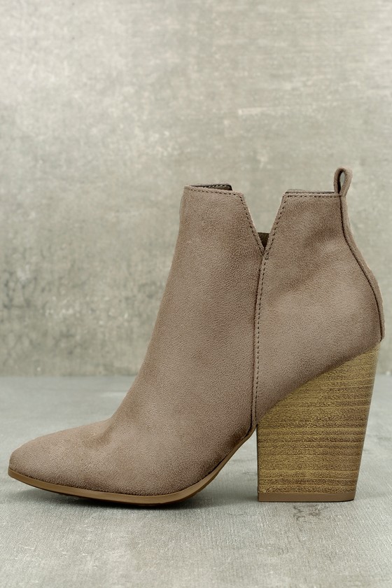 taupe pointed toe booties