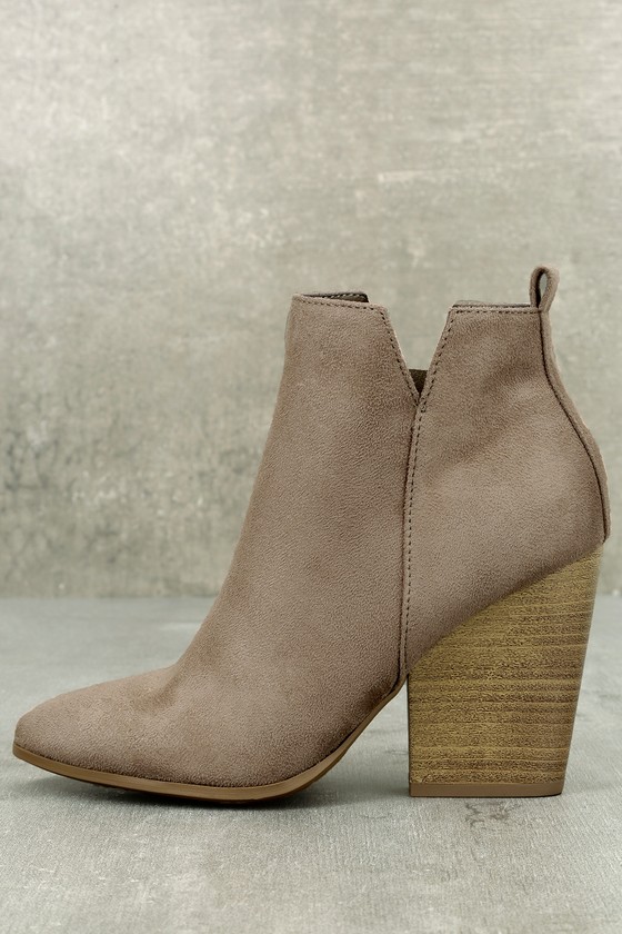 Marissa Light Cement Taupe Suede Ankle Booties