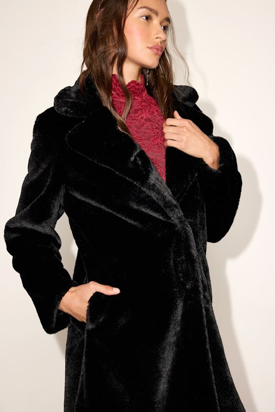 Tamron Black Faux Fur Longline Coat 2