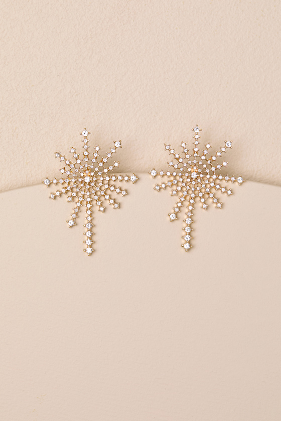 Aylin Gold Rhinestone Starburst Statement Earrings 1