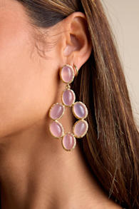 Monroe Pink Stone Statement Earrings 1