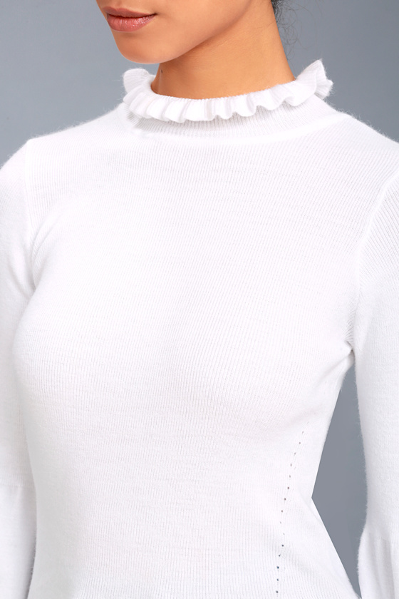 white sweater mock neck