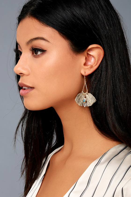 Tamara Taupe Tassel Earrings 2