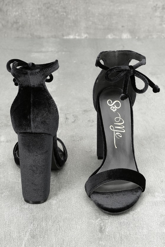 Sexy Black Velvet Heels - Lace-Up Heels - Tying Heels - Lulus