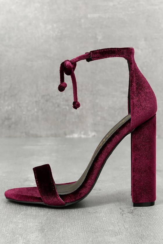velvet tie up heels