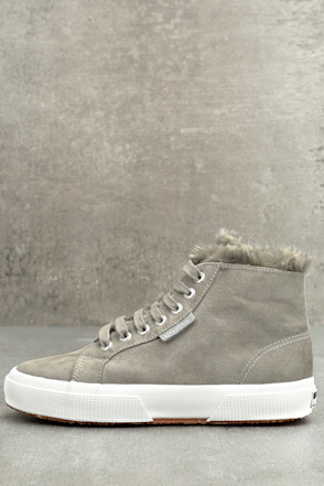 Superga 2795 Shearling Grey Sneakers Fur-Lined Sneakers Lulus