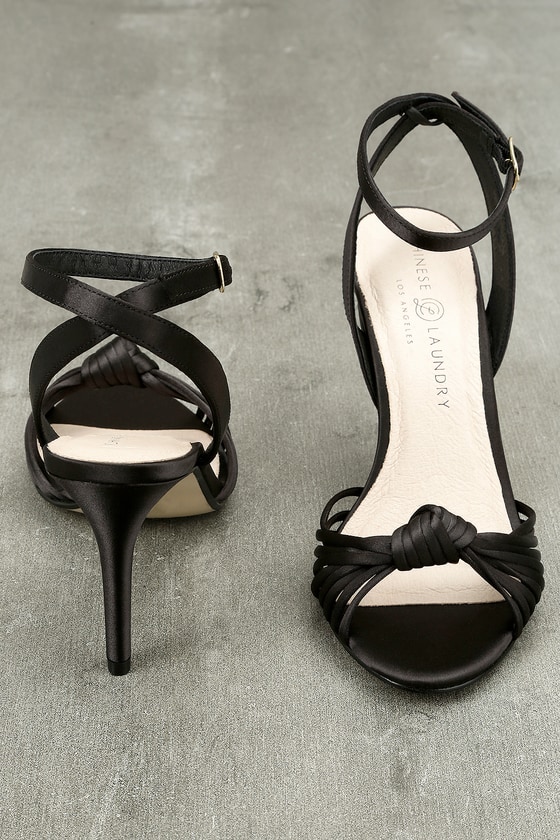 black satin dress sandals