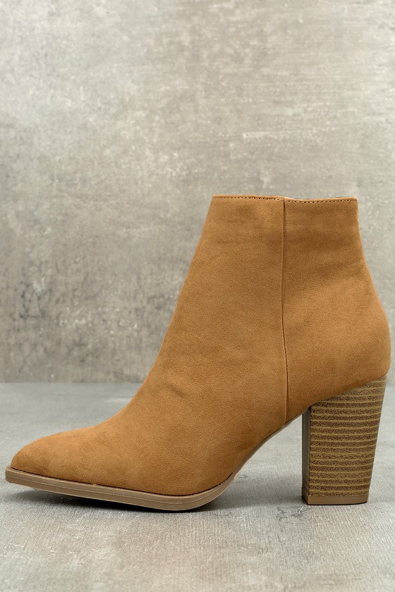 high heel suede ankle boots